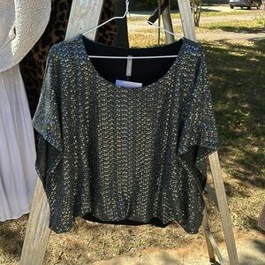 Black Sequin Batwing Top